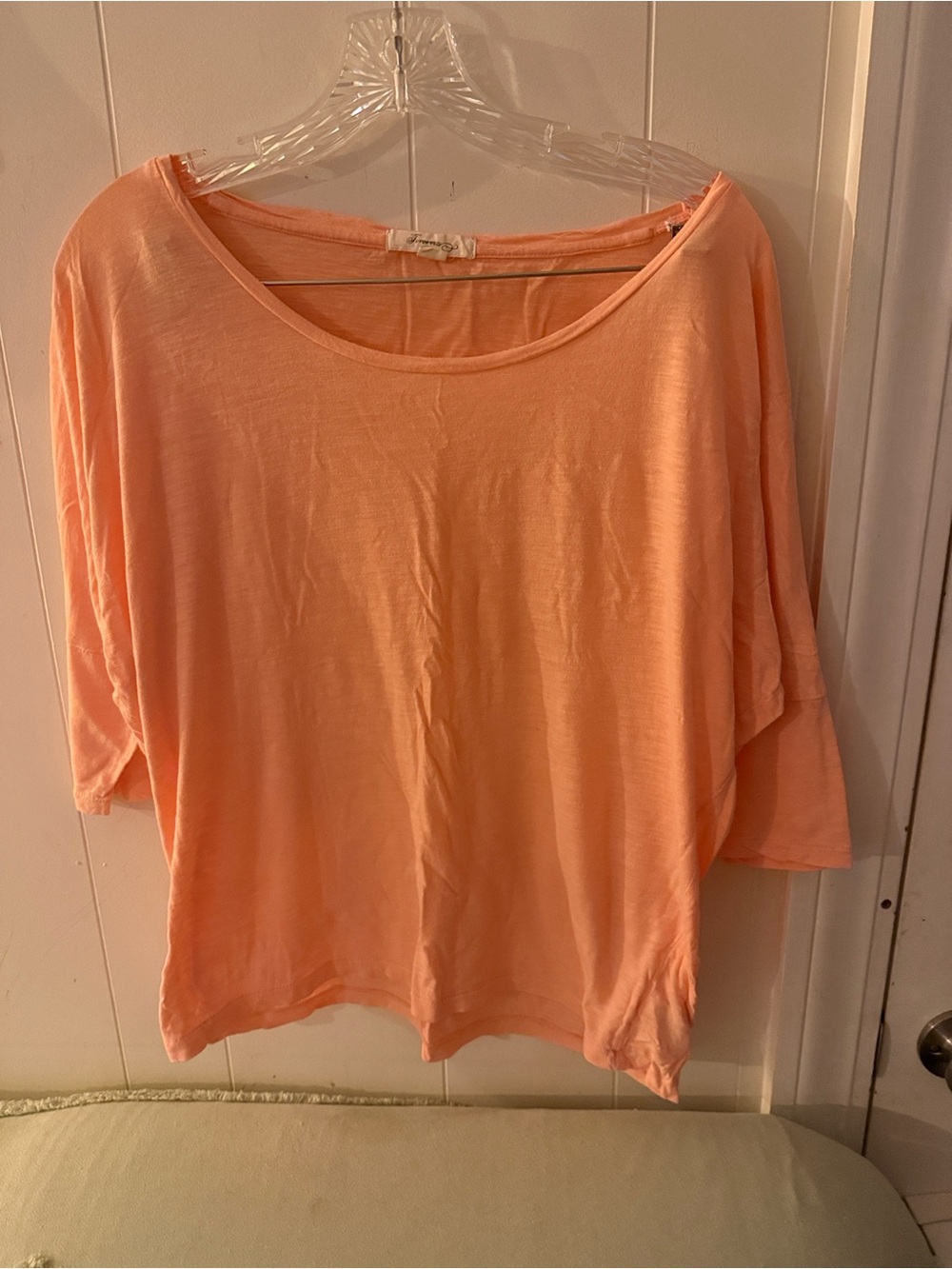 Forever 21 Peach Boxy Scoop Neck Top